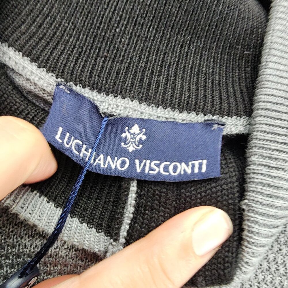 Luchiano Visconti Sweater Mens Medium Gray Long Sleeve 1/4 Zip *NWT* - Picture 4 of 11